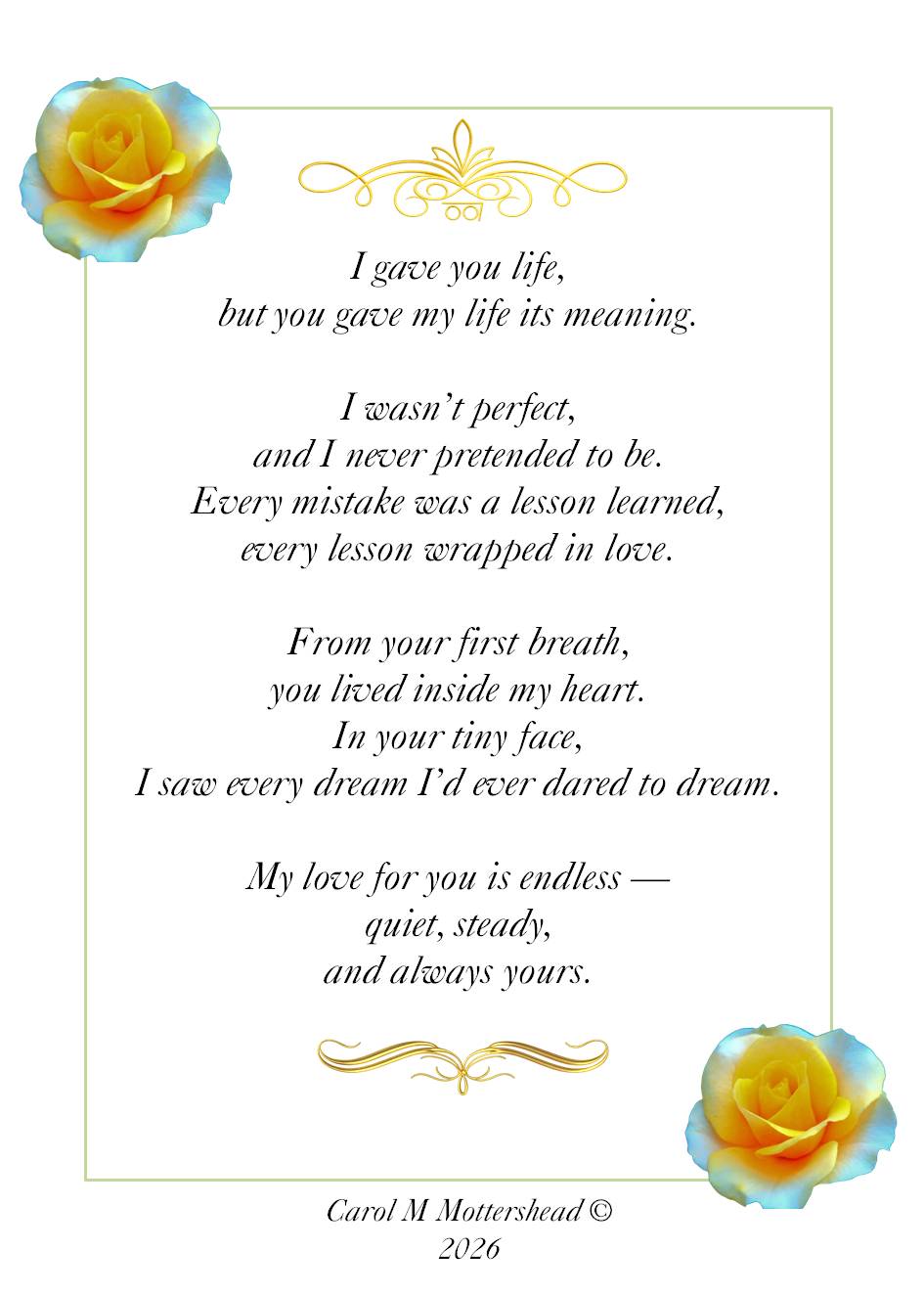 You gave my life meaning by Carol M Mottershead